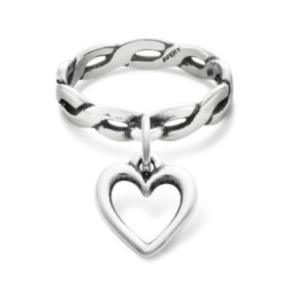 James Avery heart charm dangle ring, 6.5